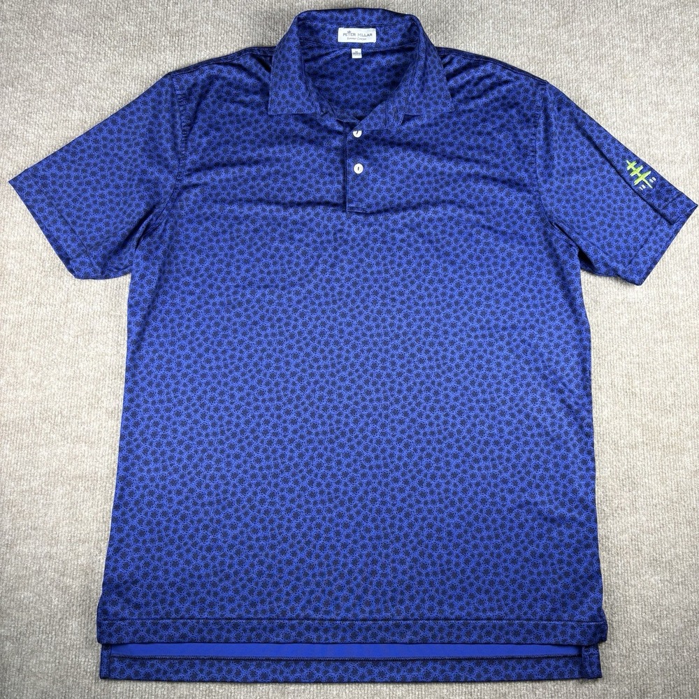 Peter Millar Summer Comfort Polo Shirt Men's M Blue Floral Performance Golf
